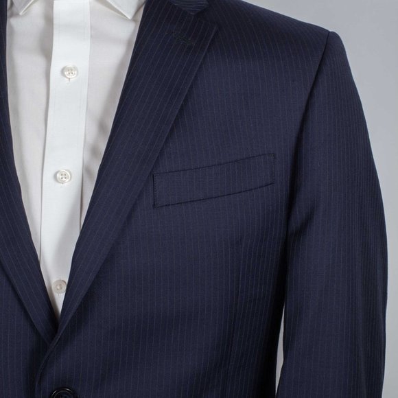 Tommy Hilfiger Pin Stripe Navy Blue Blazer double vent suit jacket 42R - Picture 2 of 12